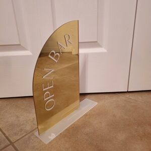 Gold and White Open Bar Sign